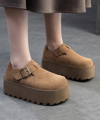 Original Design Khaki Splicing Suede Platform Shoes