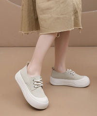 Yellow Canvas Cross Strap Women Splicing Flat Shoes
