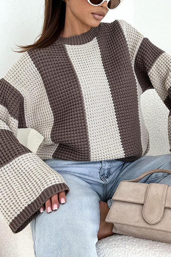 Colorblock Loose Long-sleeved Casual Knitted Sweater