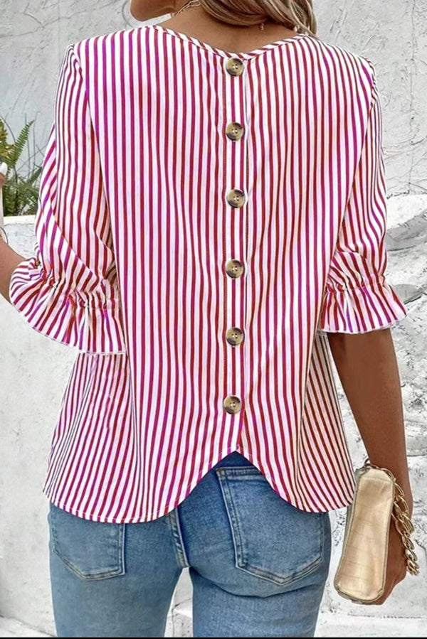 Striped Printed Button Half Sleeve Casual Shirt