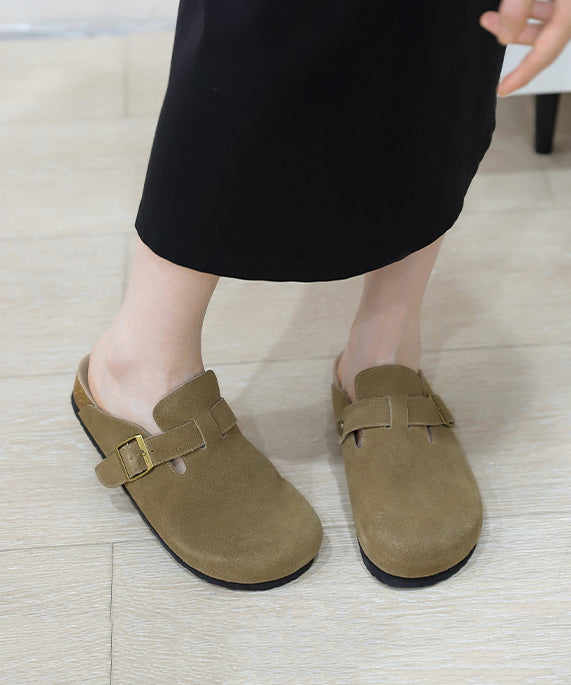 Beige Simple Versatile Lazy Baotou Slide Sandals