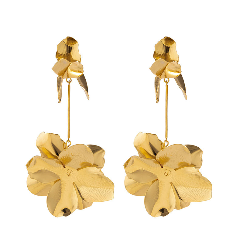Dopamine Flower Retro Metal Stud Earrings
