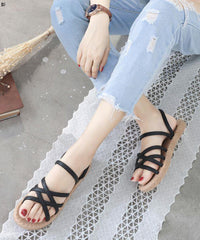 Roman Style Black Beach Slide Sandals