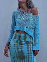 Sunny Meadow Crop Knit Cover-up Top