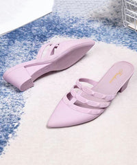 Light Purple Hollow Out Wedge Slide Sandals