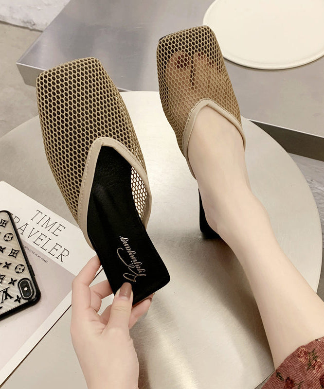 Black Hollow Out Breathable Mesh Slide Sandals