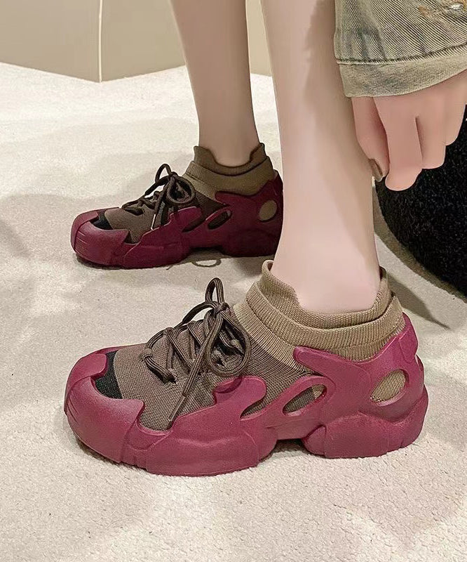 Versatile Purple Lace Up Sports Shoes With Platform