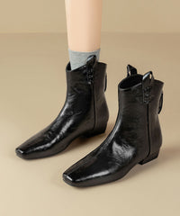 Black Chunky Faux Leather Chic Splicing Boots