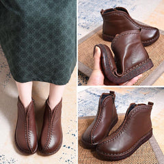 Leather Vintage Ethnic Style Soft Ankle Boots ( Added plush styles)