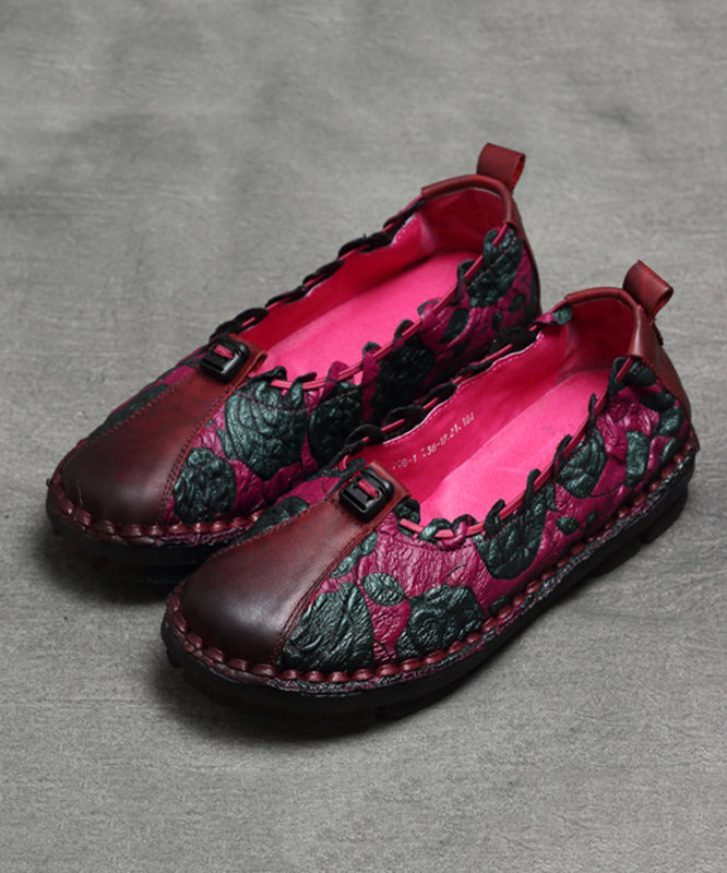 Chocolate Splicing Embossed Flat Feet Shoes For Women