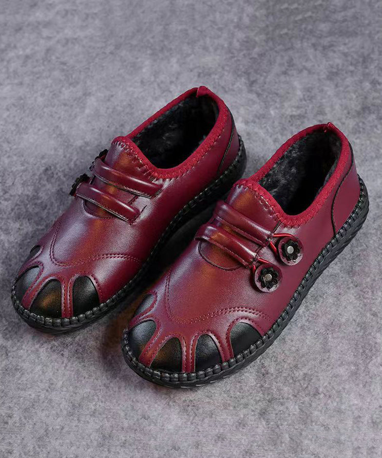 Warm Flat Feet Shoes Black Fuzzy Wool Lined