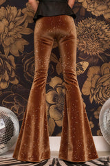 Velvet High-waisted Draped Casual Flared Pants