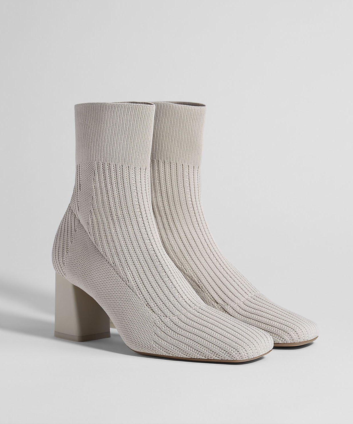 Grey Stretch Fabric Splicing Chunky Boots