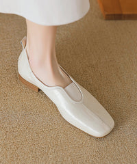 Elegant Comfy Caramel Sheepskin Splicing Flat Feet Shoes