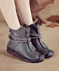 Handmade Comfortable Cowhide Leather Splicing Brown Boots