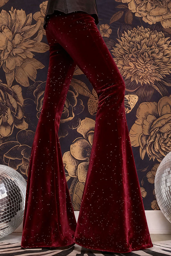 Velvet High-waisted Draped Casual Flared Pants