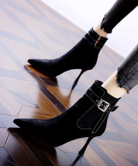 Splicing Stiletto Boots Khaki Suede Pointed Toe