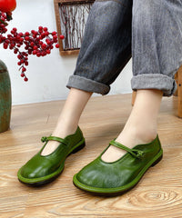 Splicing Flat Shoes For Black Cowhide Leather