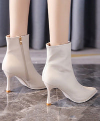 Rose Boots Stiletto Sheepskin Splicing Zippered Pointed Toe