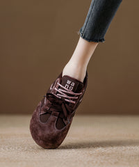 Red Lace Up Splicing Suede Platform New Flat Feet Shoes