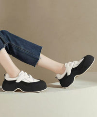 Beige Platform Faux Leather Casual Splicing Flat Shoes