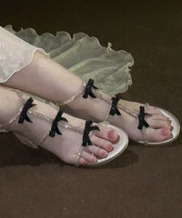 Stylish Chunky Heel Sandals Bow Zircon Peep Toe