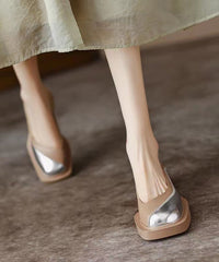 Black Comfy Splicing Chunky Cowhide Leather Loafer Shoes