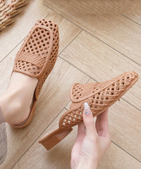 Summer New Apricot Hollow Out Breathable Soft Slide Sandals