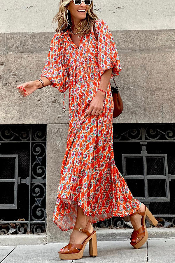 street picnic bubble sleeve layered elegant party MIDI dress