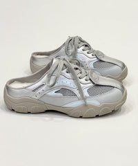 Silver Platform Faux Leather Chic Splicing Slide Sandals Lace Up