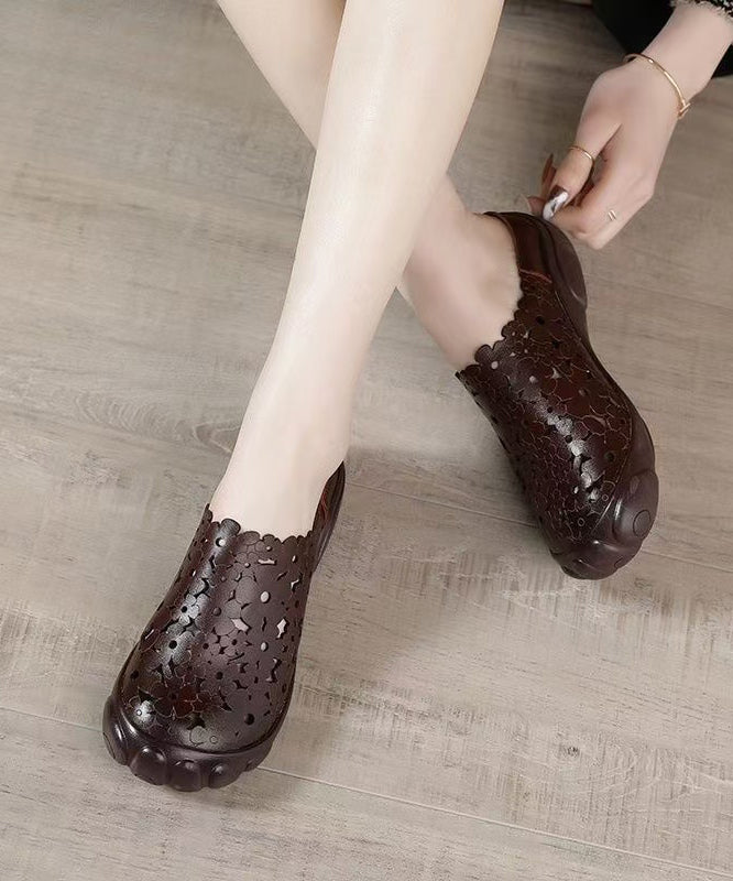 Comfy White Flat Shoes Splicing Hollow Out