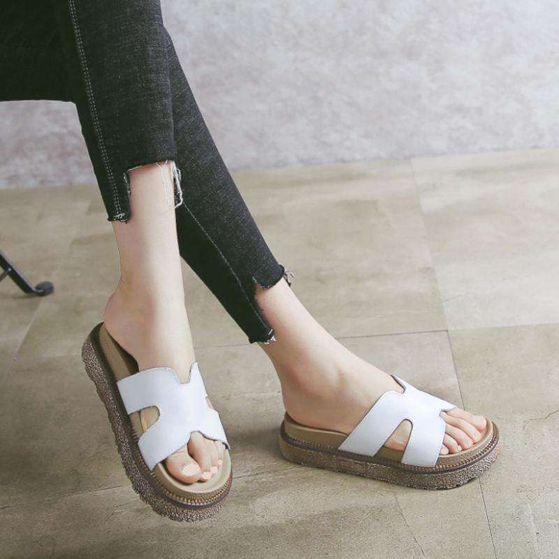 Cozy Leather Casual Flat-Bottomed Slippers