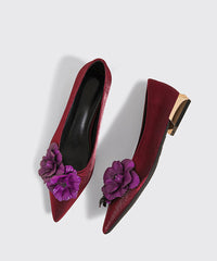 Champagne Faux Leather Floral Splicing Flat Feet Shoes