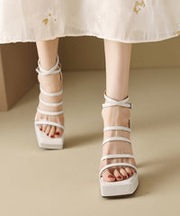 Stylish Army Green Hollow Out Peep Toe High Heels Sandals