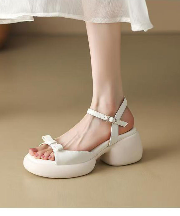 Beautiful Rose Peep Toe Splicing Chunky Slide Sandals