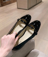 French Pink Faux Leather Flat Feet Shoes Splicing