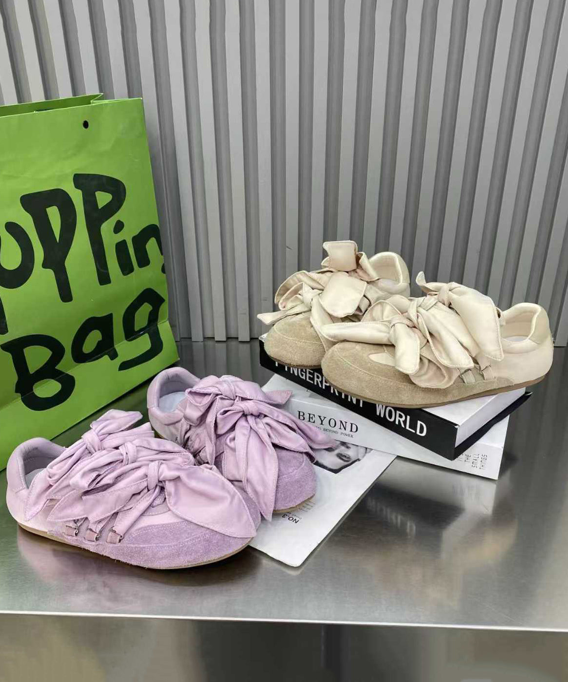 Casual Bow Splicing Flat Shoes For Apricot Suede