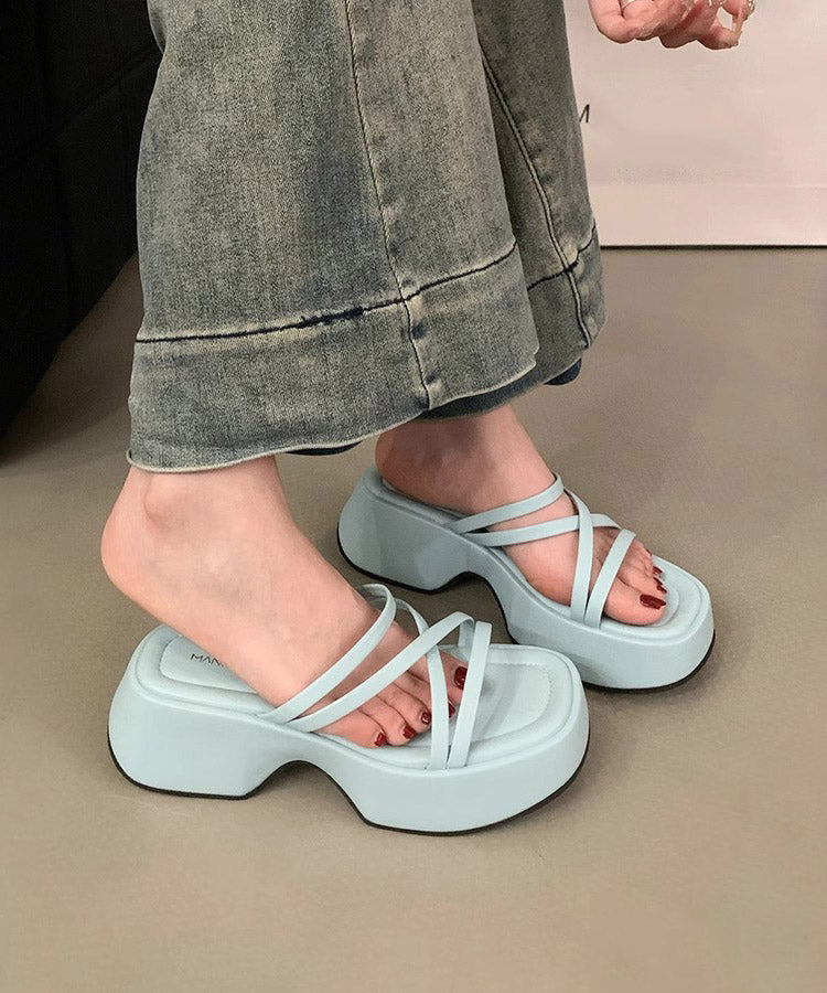 Leopard Platform Slide Sandals Peep Toe