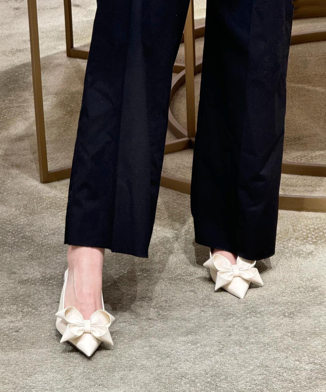 Chic Beige Bow Splicing High Heel Sandals Pointed Toe