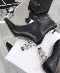 Versatile Silver Zipper Metal Heterotypic High Heel Boots