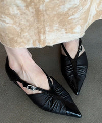 White Sheepskin Boutique Splicing Flat Shoes Pointed Toe