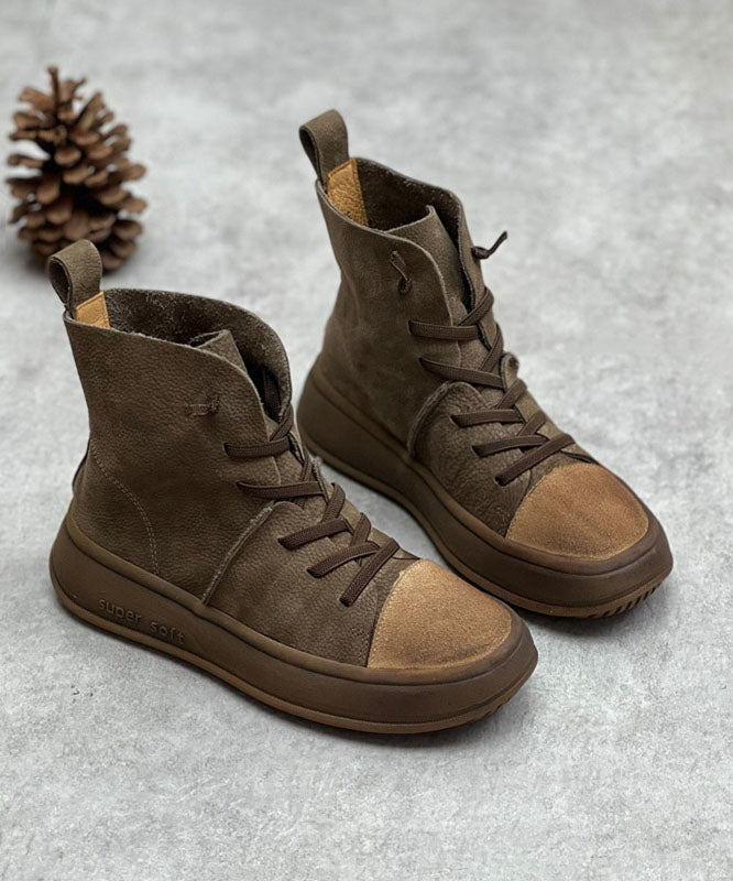 Splicing Chocolate Boots Cross Strap Ankle Boots