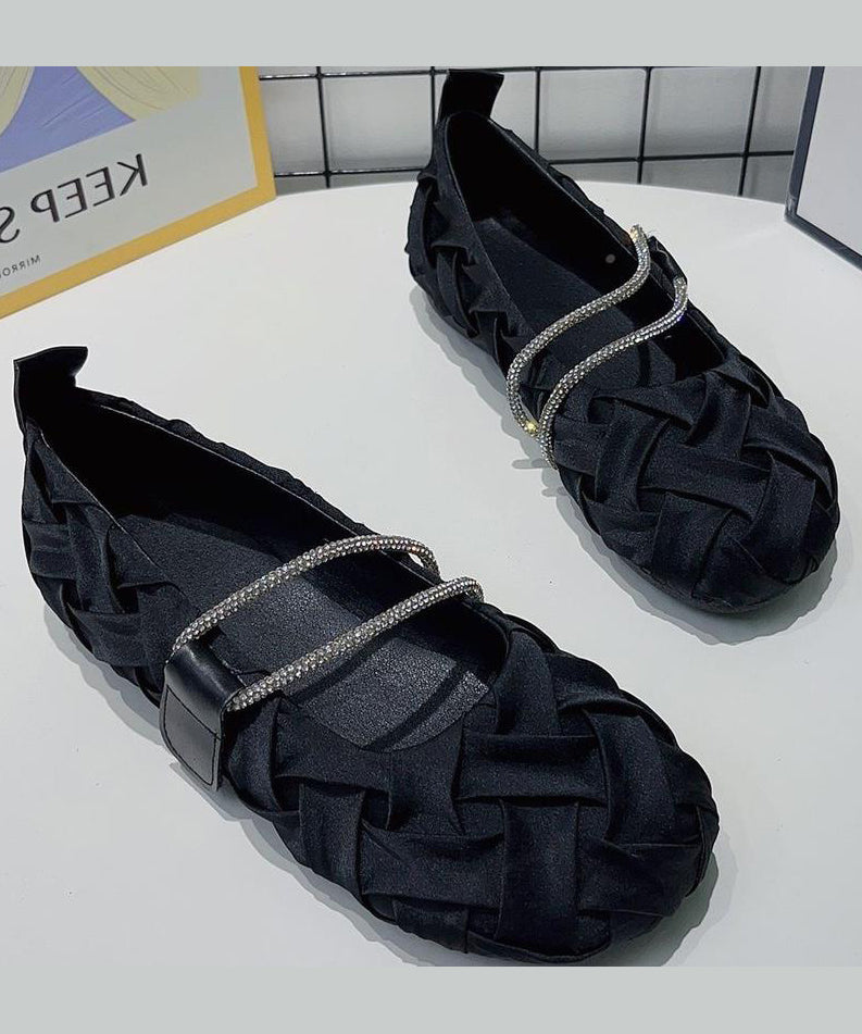 Black Wrinkled Comfy Flat Shoes