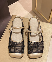 Stylish Silver Tulle Zircon Flats Slide Sandals