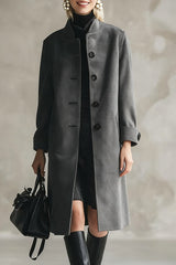 Long-sleeved Button-down Casual Long Coat