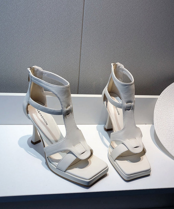 Black Splicing High Heel Sandals Hollow Out Peep Toe