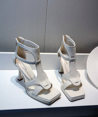 Black Splicing High Heel Sandals Hollow Out Peep Toe