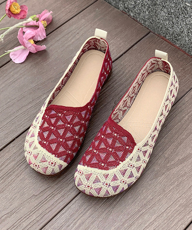 Casual Red Breathable Soft Soled Flats Shoes