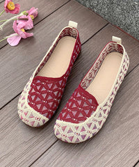 Casual Red Breathable Soft Soled Flats Shoes