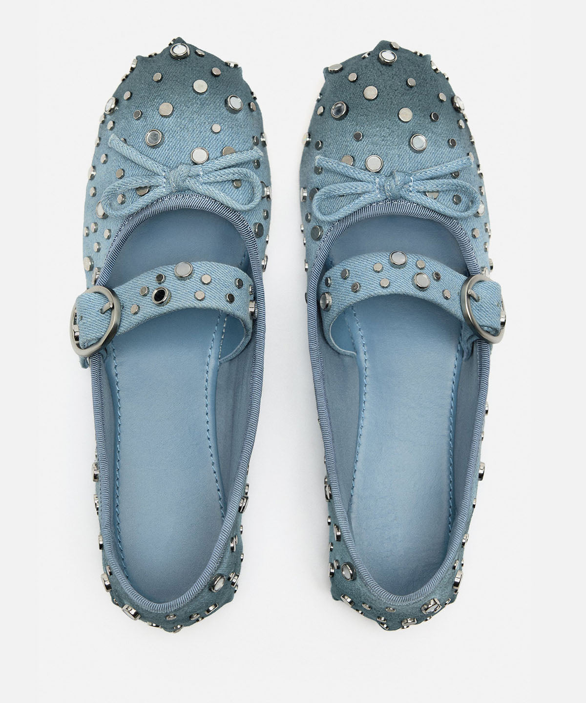 Original Design Blue Rivet Buckle Strap Splicing Flat Feet Shoes